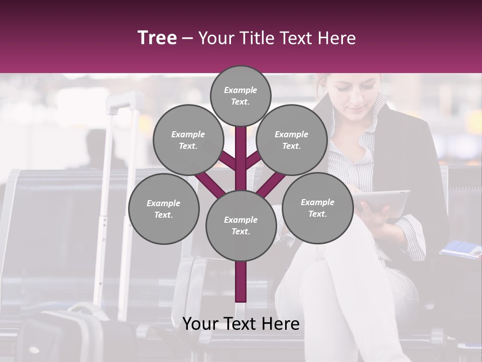 A Woman Sitting On A Bench With A Tablet PowerPoint Template