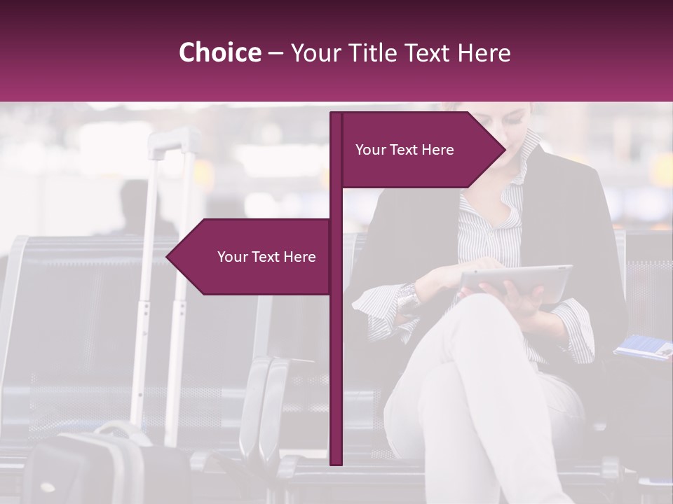 A Woman Sitting On A Bench With A Tablet PowerPoint Template