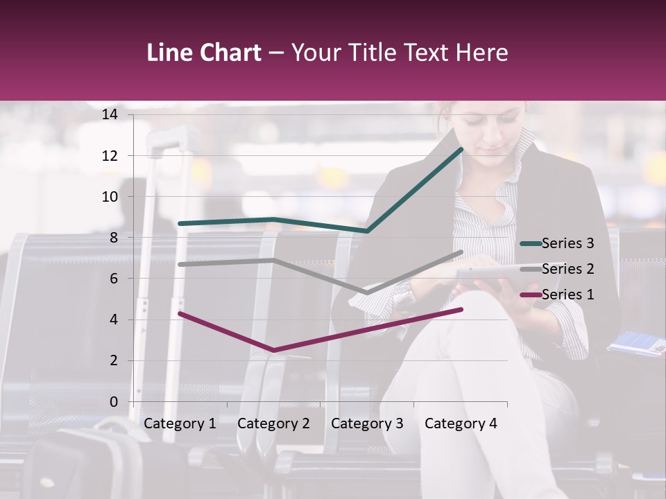 A Woman Sitting On A Bench With A Tablet PowerPoint Template