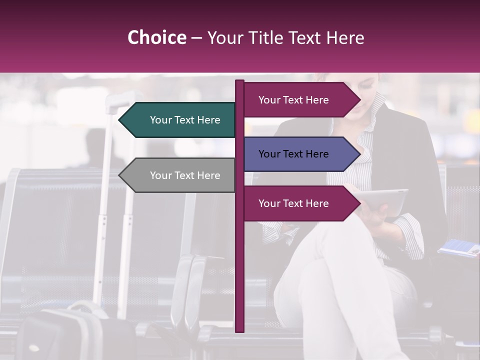 A Woman Sitting On A Bench With A Tablet PowerPoint Template