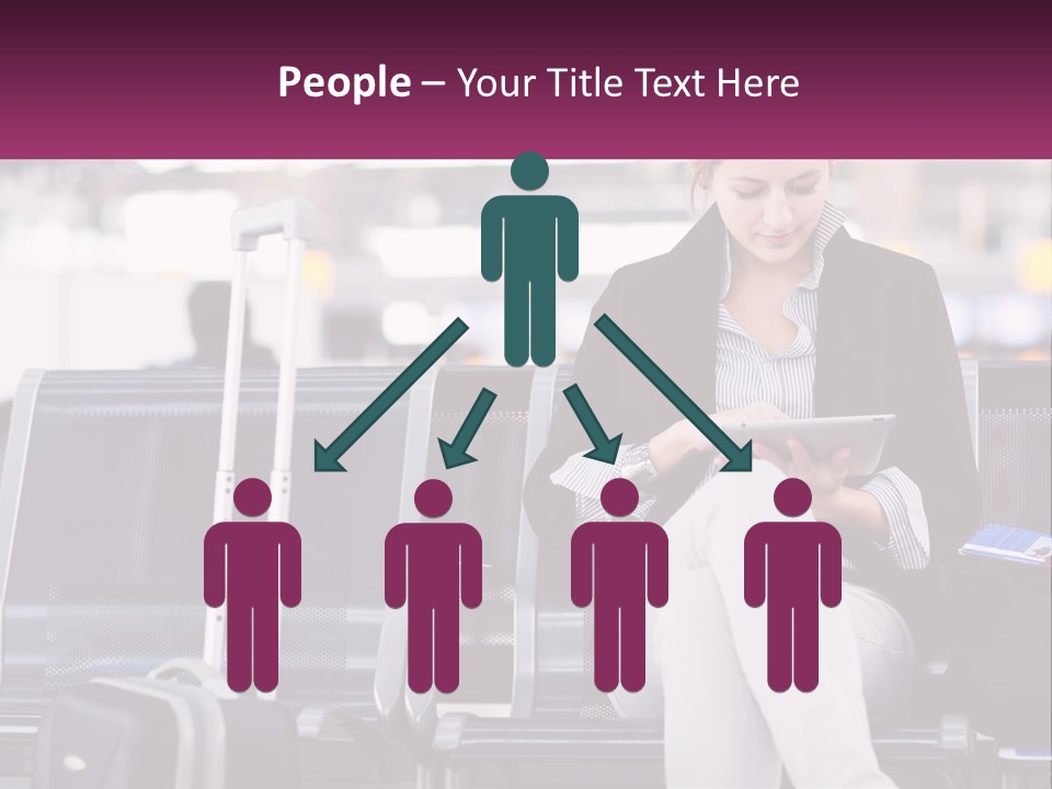 A Woman Sitting On A Bench With A Tablet PowerPoint Template