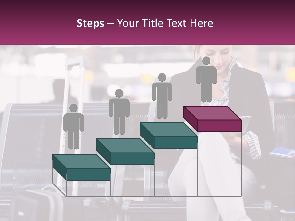 A Woman Sitting On A Bench With A Tablet PowerPoint Template