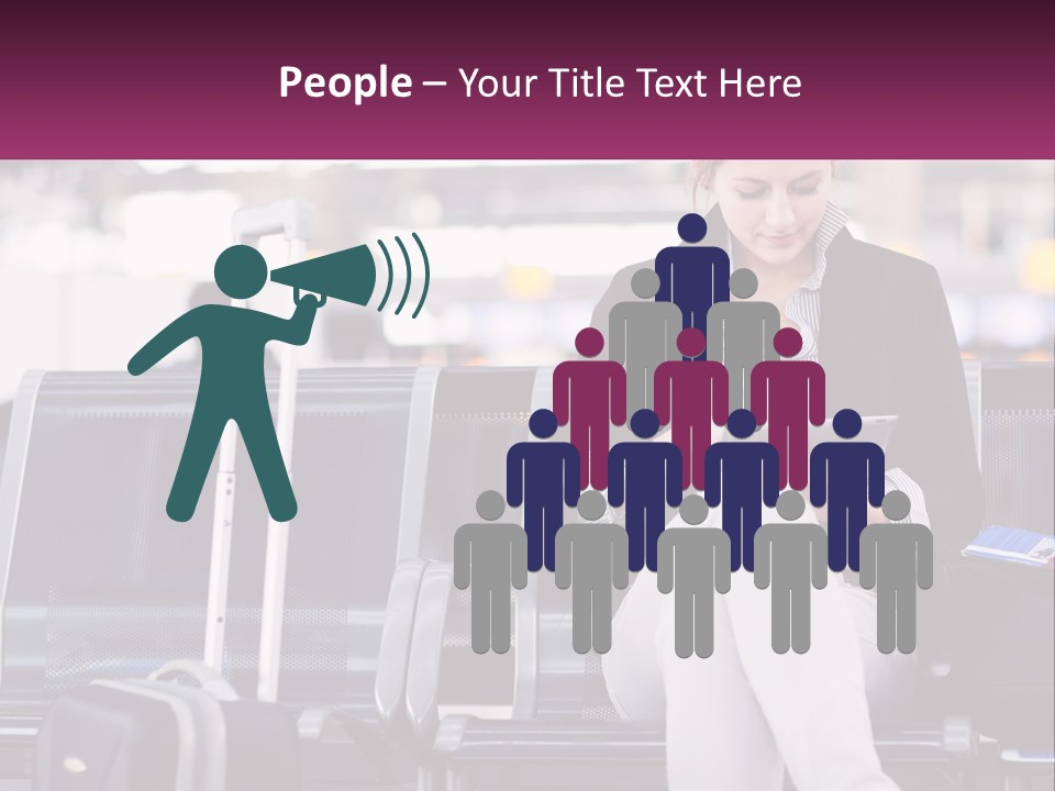 A Woman Sitting On A Bench With A Tablet PowerPoint Template