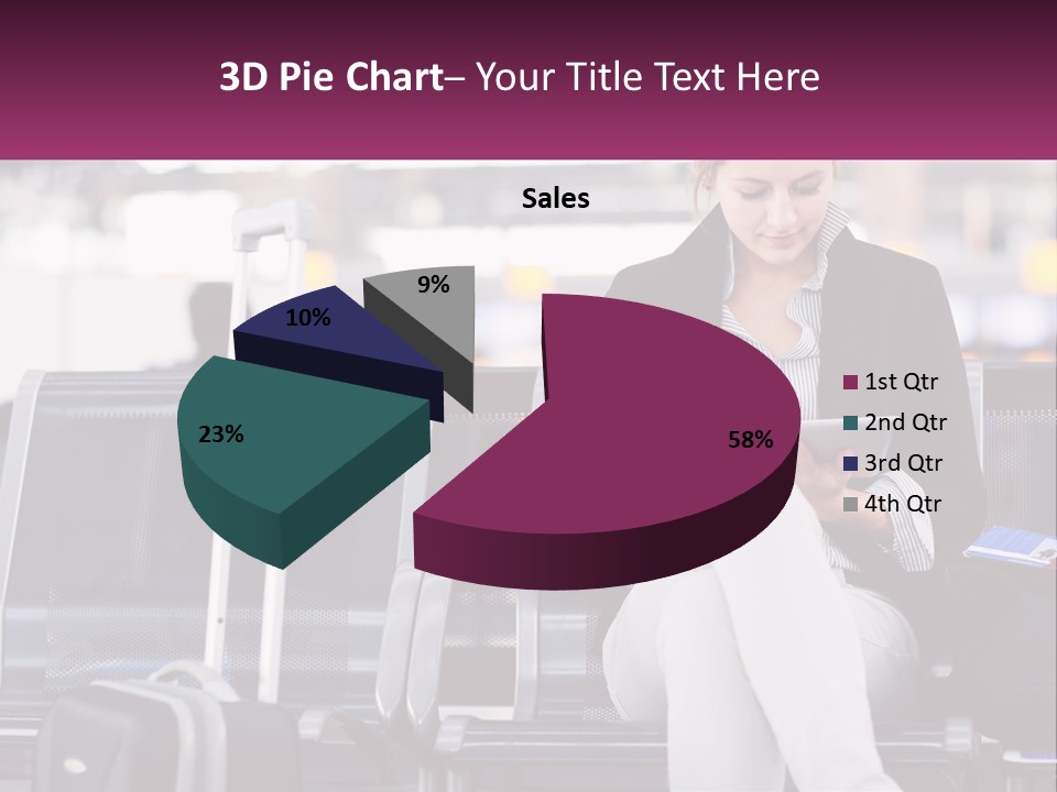A Woman Sitting On A Bench With A Tablet PowerPoint Template