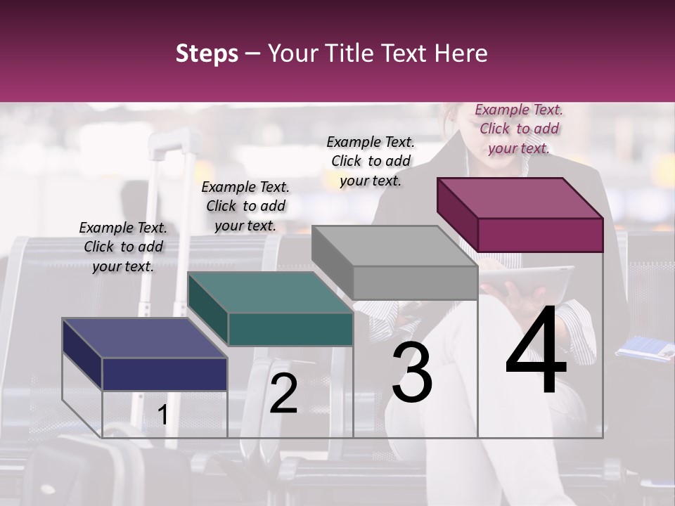 A Woman Sitting On A Bench With A Tablet PowerPoint Template