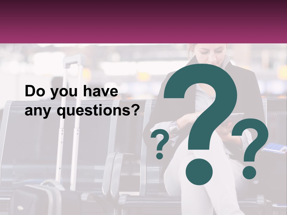 A Woman Sitting On A Bench With A Tablet PowerPoint Template