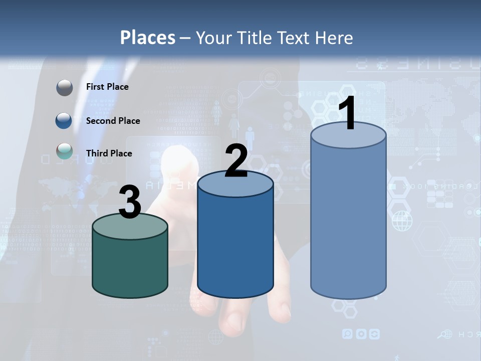 A Man In A Business Suit Pressing A Button On A Touch Screen PowerPoint Template