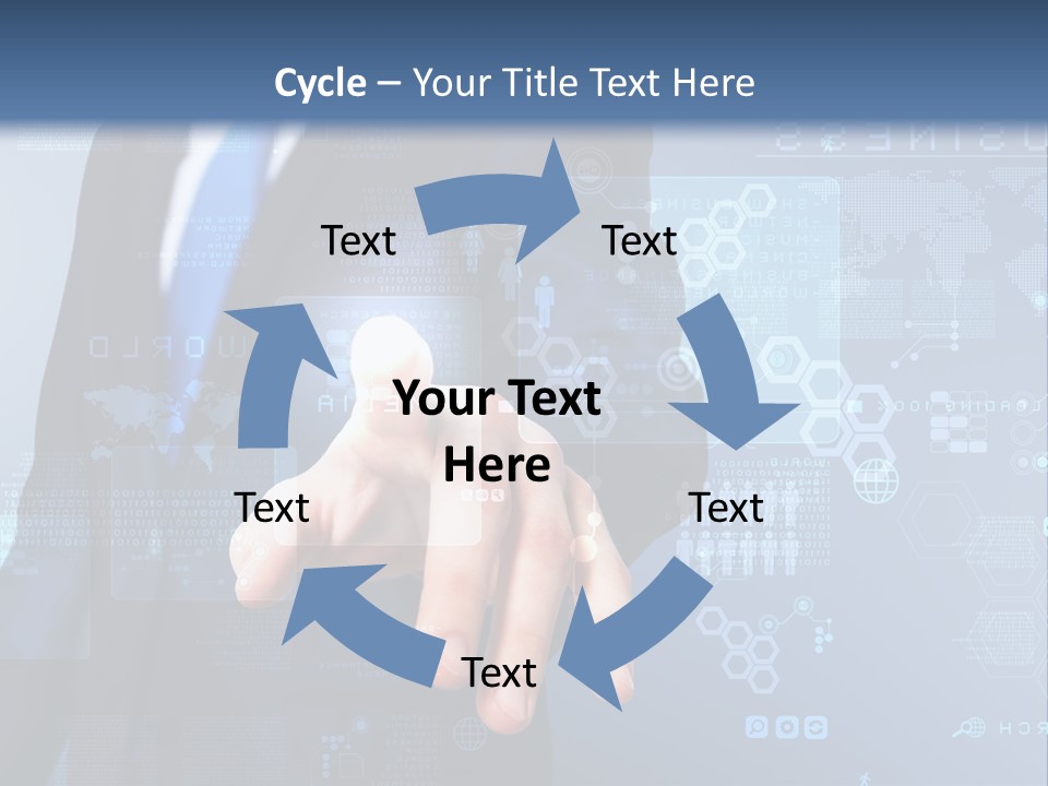 A Man In A Business Suit Pressing A Button On A Touch Screen PowerPoint Template