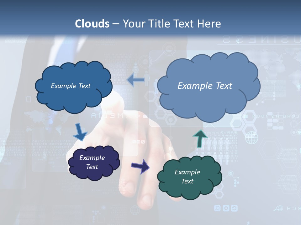 A Man In A Business Suit Pressing A Button On A Touch Screen PowerPoint Template