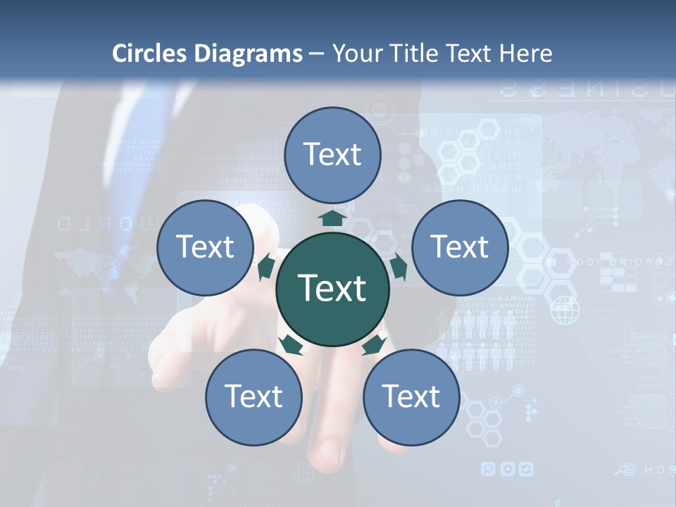 A Man In A Business Suit Pressing A Button On A Touch Screen PowerPoint Template