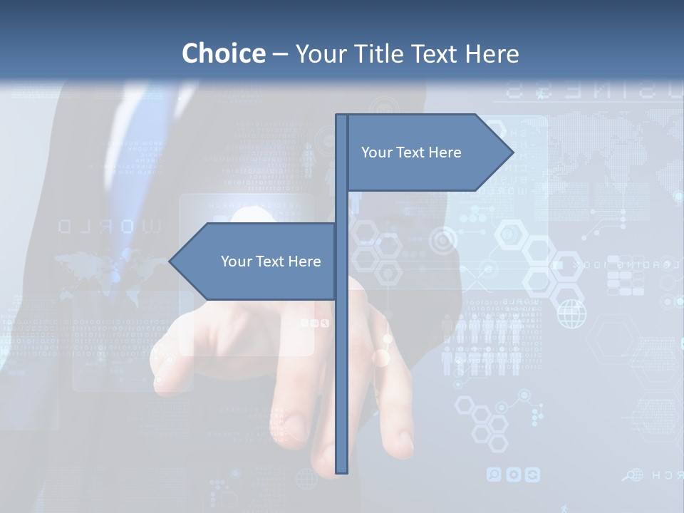A Man In A Business Suit Pressing A Button On A Touch Screen PowerPoint Template