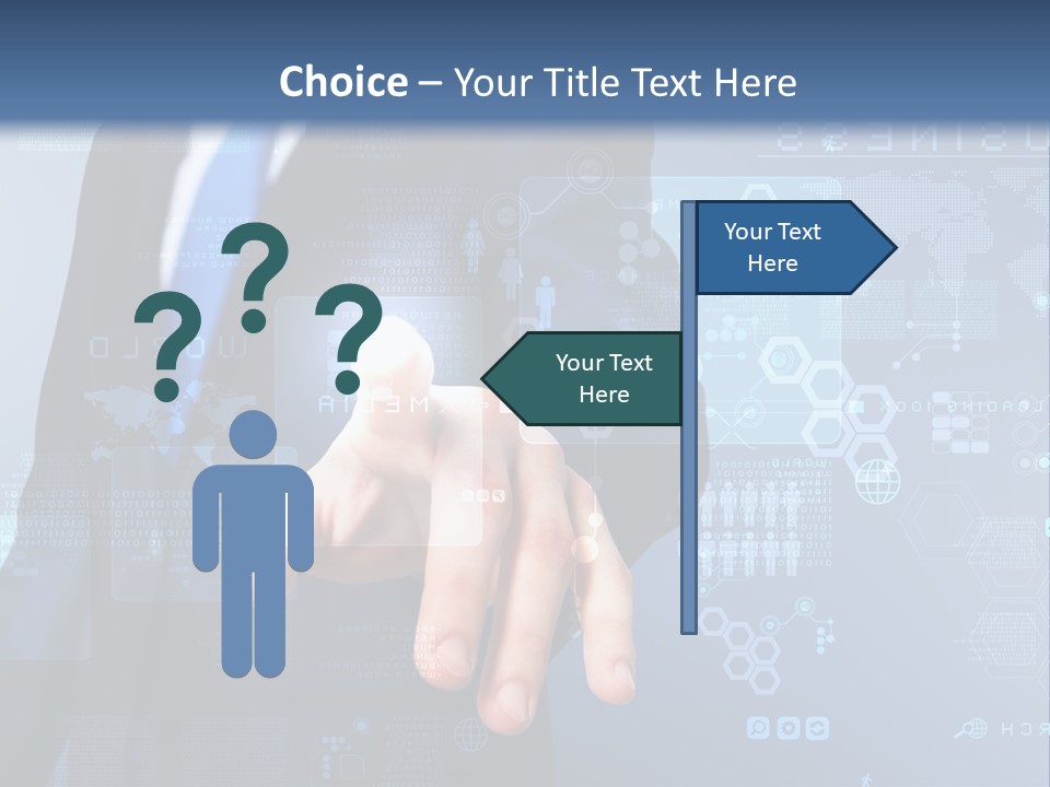 A Man In A Business Suit Pressing A Button On A Touch Screen PowerPoint Template