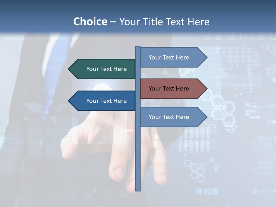 A Man In A Business Suit Pressing A Button On A Touch Screen PowerPoint Template