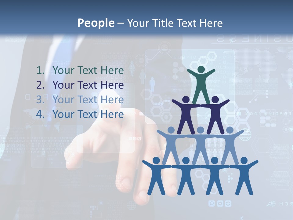 A Man In A Business Suit Pressing A Button On A Touch Screen PowerPoint Template