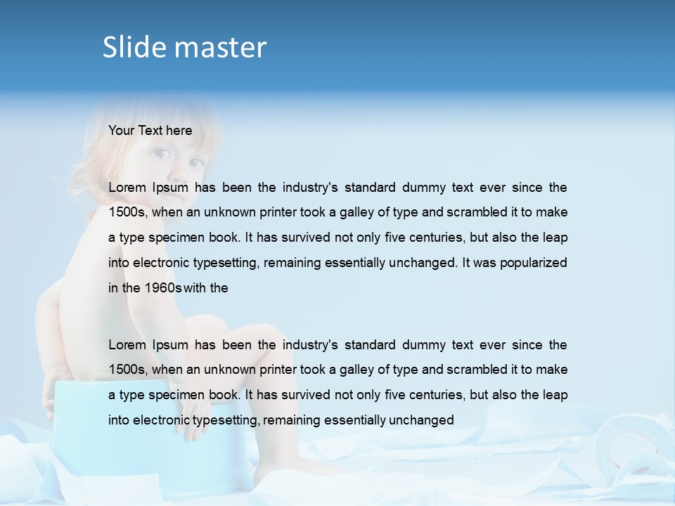 A Baby Sitting On A Blue Blanket With A Blue Background PowerPoint Template