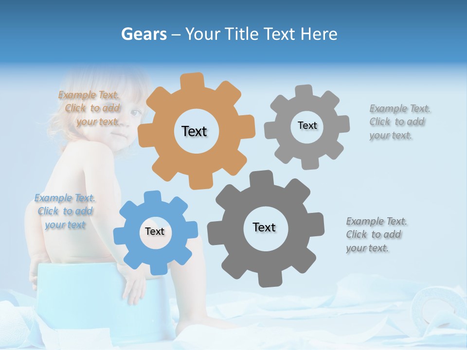 A Baby Sitting On A Blue Blanket With A Blue Background PowerPoint Template