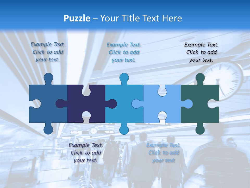 A Group Of People Walking Through A Train Station PowerPoint Template