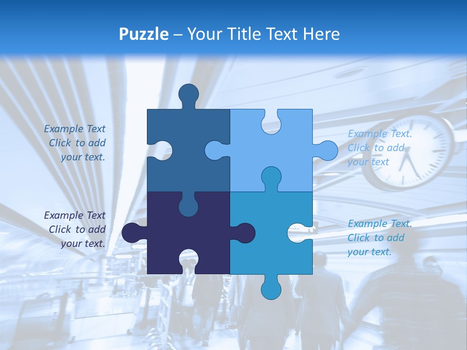 A Group Of People Walking Through A Train Station PowerPoint Template