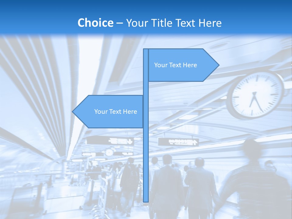 A Group Of People Walking Through A Train Station PowerPoint Template