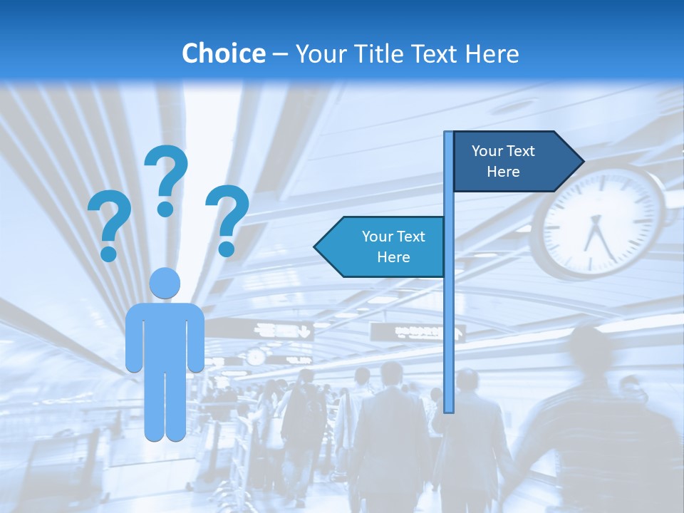A Group Of People Walking Through A Train Station PowerPoint Template