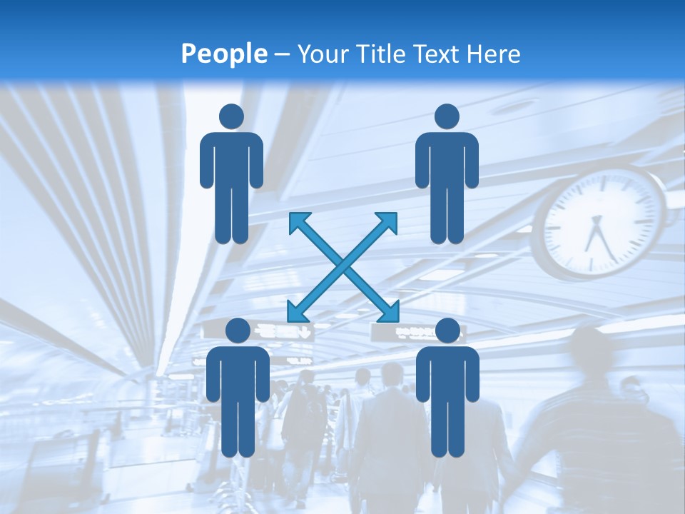 A Group Of People Walking Through A Train Station PowerPoint Template