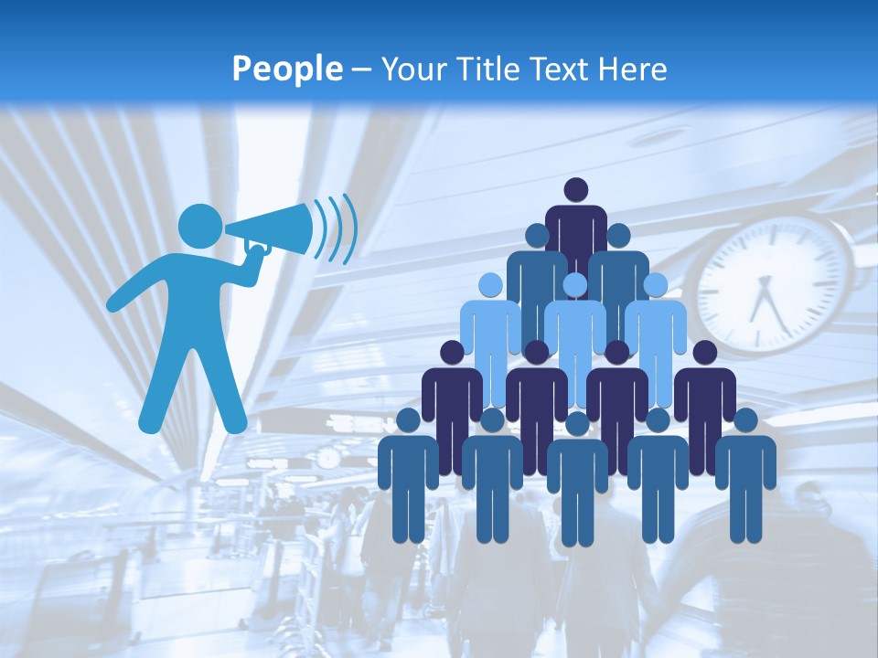 A Group Of People Walking Through A Train Station PowerPoint Template