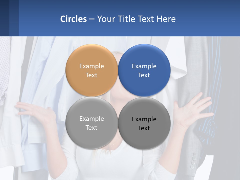 A Woman Standing In Front Of A Rack Of Shirts PowerPoint Template