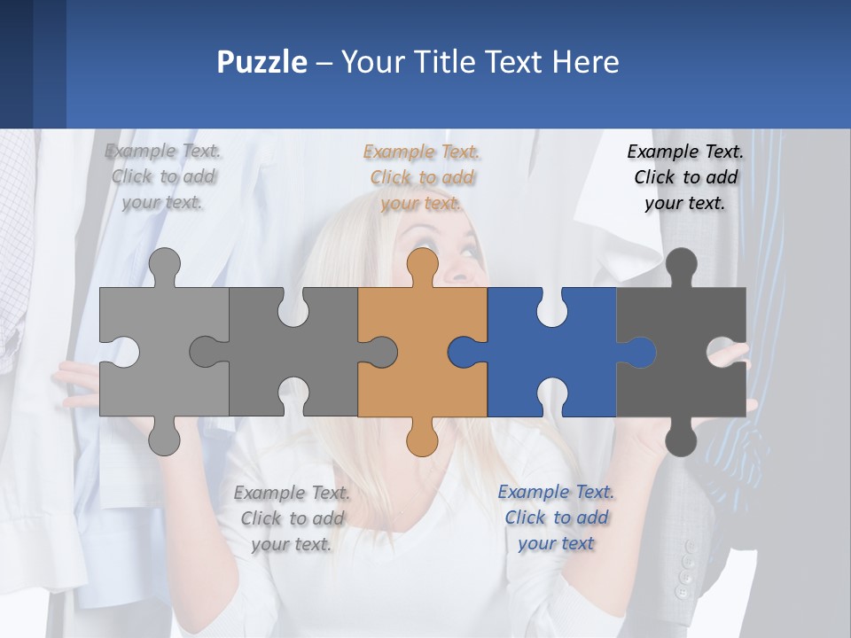 A Woman Standing In Front Of A Rack Of Shirts PowerPoint Template