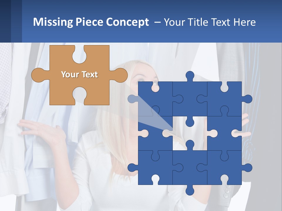 A Woman Standing In Front Of A Rack Of Shirts PowerPoint Template