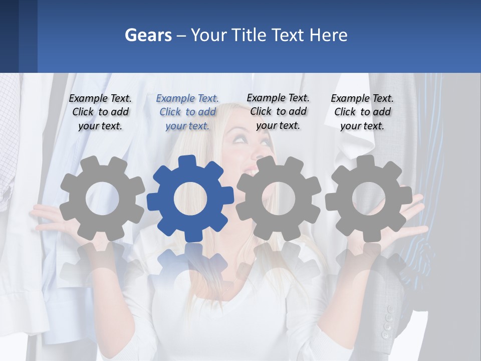 A Woman Standing In Front Of A Rack Of Shirts PowerPoint Template