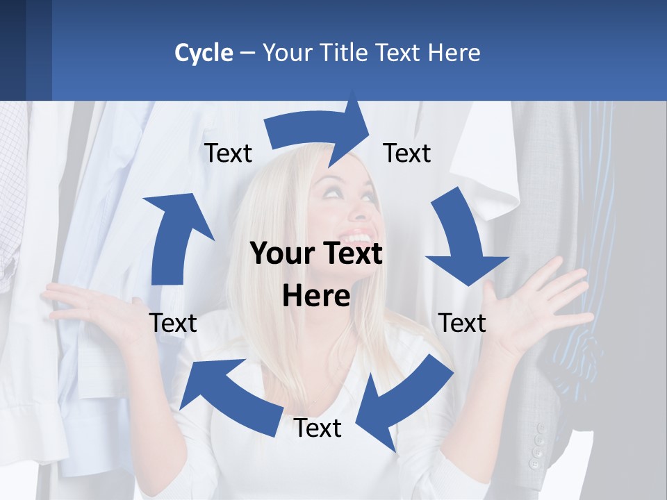 A Woman Standing In Front Of A Rack Of Shirts PowerPoint Template