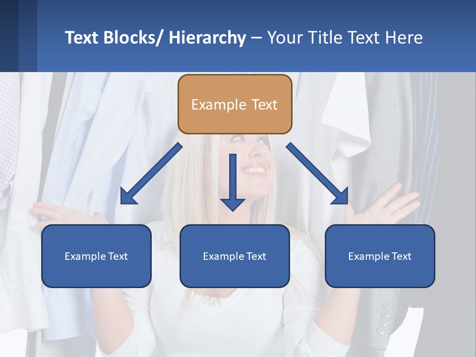 A Woman Standing In Front Of A Rack Of Shirts PowerPoint Template