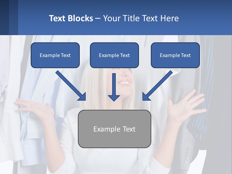 A Woman Standing In Front Of A Rack Of Shirts PowerPoint Template