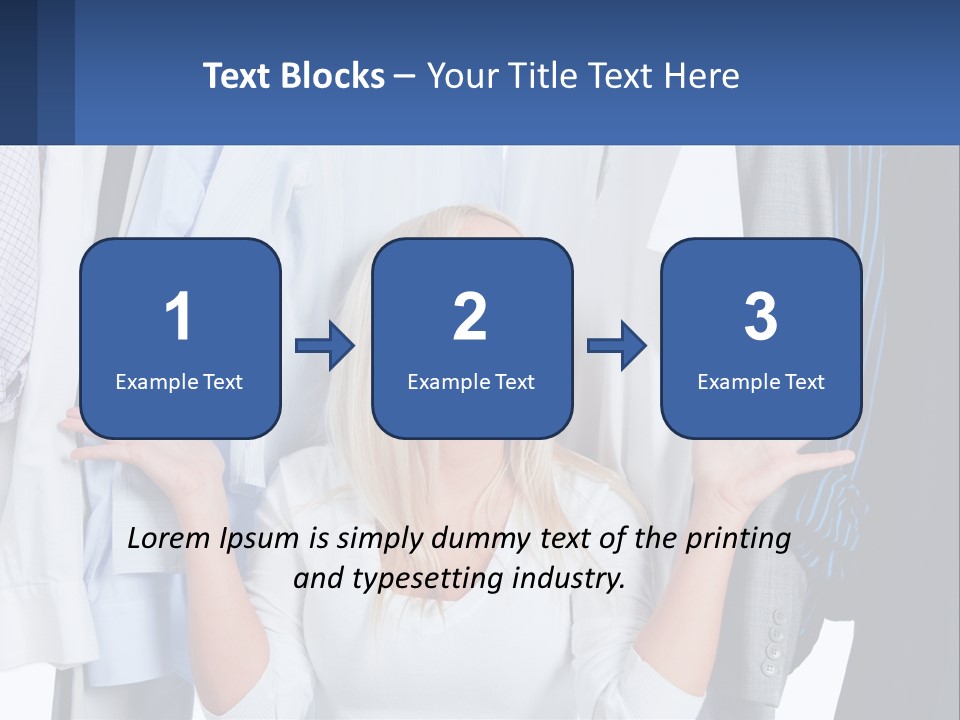 A Woman Standing In Front Of A Rack Of Shirts PowerPoint Template