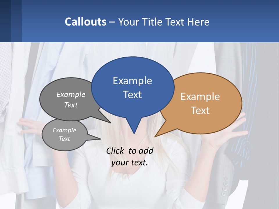 A Woman Standing In Front Of A Rack Of Shirts PowerPoint Template