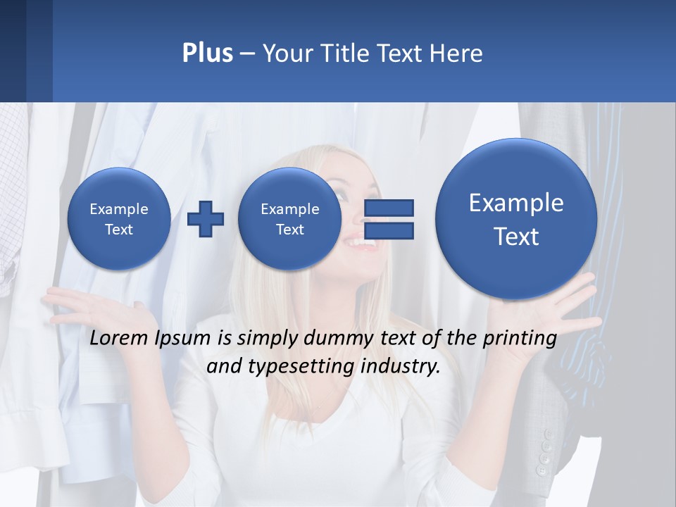 A Woman Standing In Front Of A Rack Of Shirts PowerPoint Template