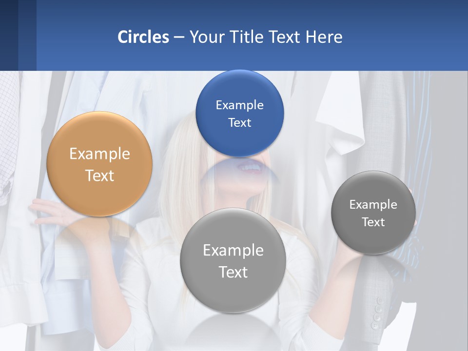 A Woman Standing In Front Of A Rack Of Shirts PowerPoint Template