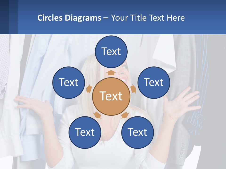 A Woman Standing In Front Of A Rack Of Shirts PowerPoint Template