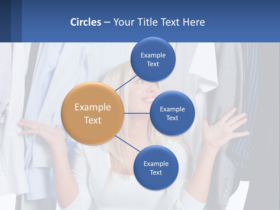 A Woman Standing In Front Of A Rack Of Shirts PowerPoint Template