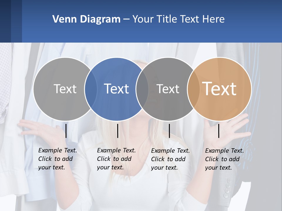 A Woman Standing In Front Of A Rack Of Shirts PowerPoint Template