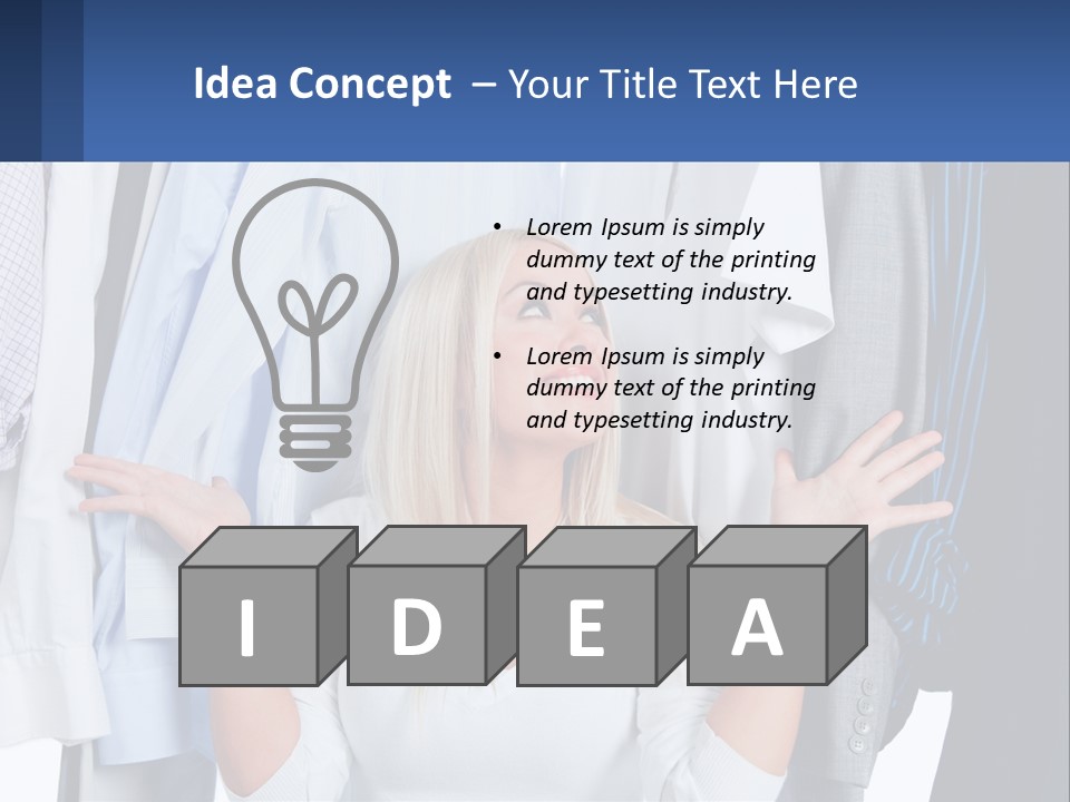 A Woman Standing In Front Of A Rack Of Shirts PowerPoint Template