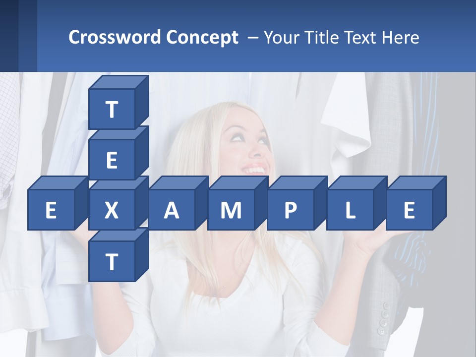 A Woman Standing In Front Of A Rack Of Shirts PowerPoint Template