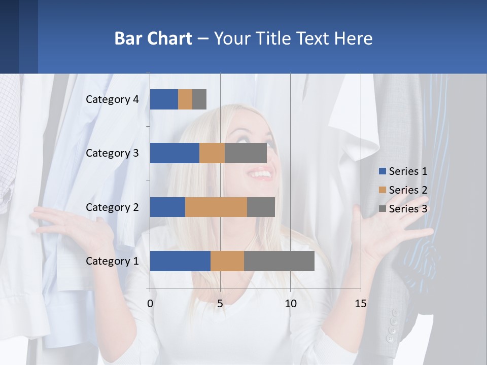 A Woman Standing In Front Of A Rack Of Shirts PowerPoint Template