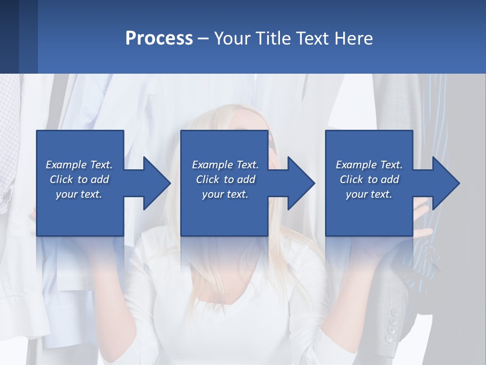 A Woman Standing In Front Of A Rack Of Shirts PowerPoint Template
