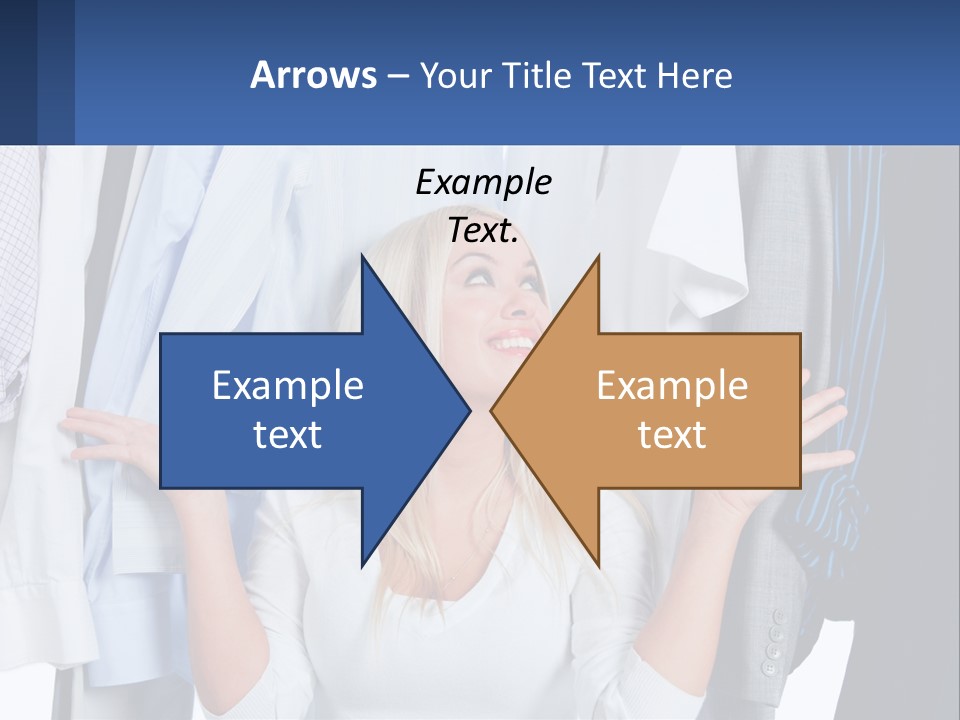 A Woman Standing In Front Of A Rack Of Shirts PowerPoint Template