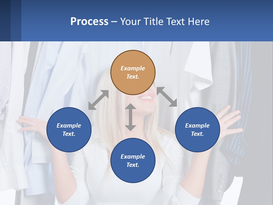 A Woman Standing In Front Of A Rack Of Shirts PowerPoint Template