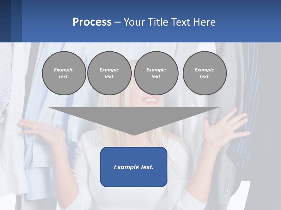 A Woman Standing In Front Of A Rack Of Shirts PowerPoint Template