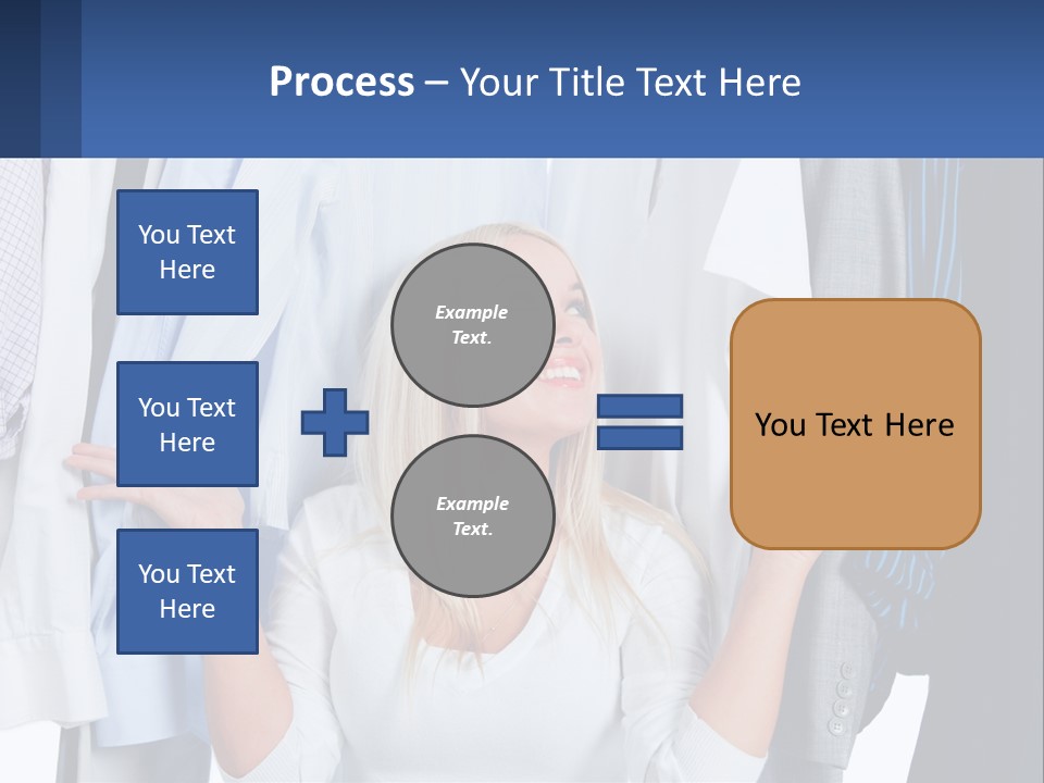 A Woman Standing In Front Of A Rack Of Shirts PowerPoint Template