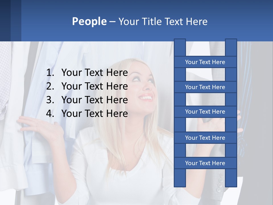 A Woman Standing In Front Of A Rack Of Shirts PowerPoint Template