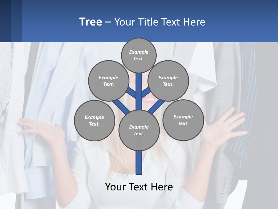 A Woman Standing In Front Of A Rack Of Shirts PowerPoint Template